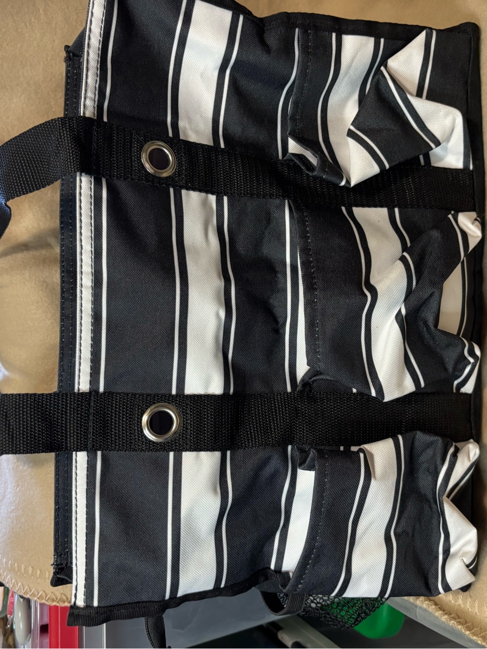 Thirty-One Striped Black and White Tote Bag